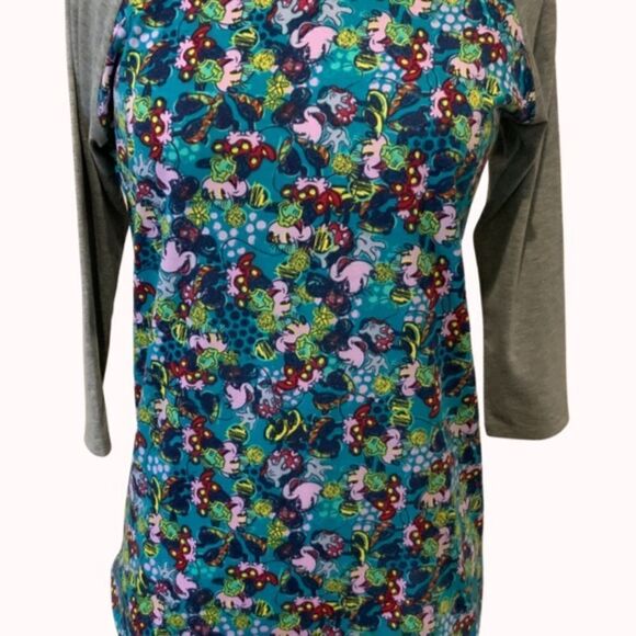 LuLaRoe Randy XS Minnie Mouse Multicolor Raglan Sleeve Baseball Top XS - Picture 2 of 11